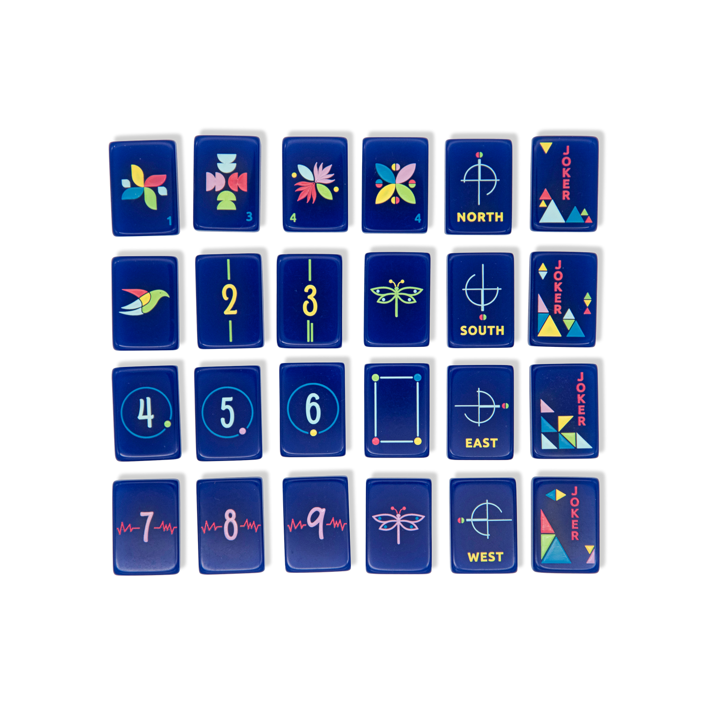 Navy Architectural Mahjong Tile Set