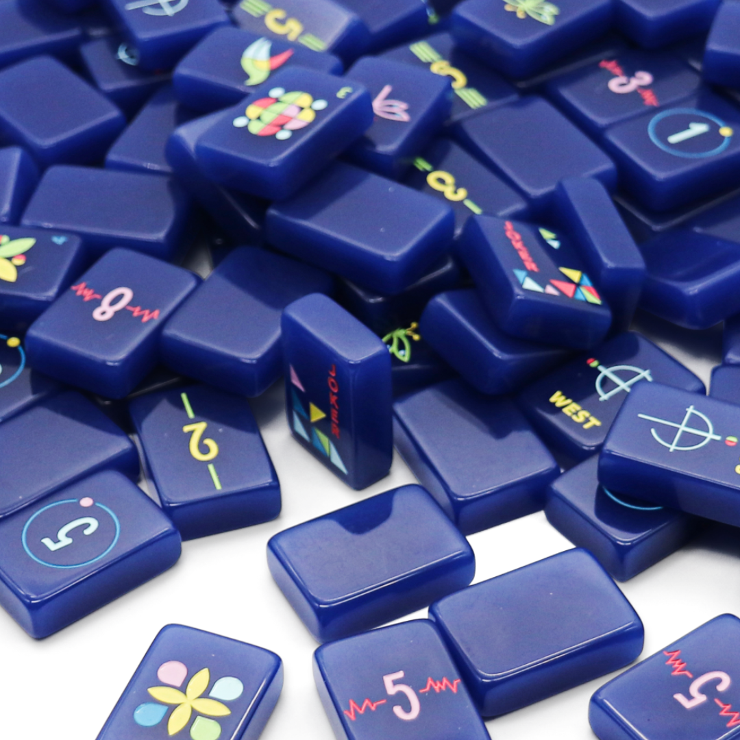 Navy Architectural Mahjong Tile Set