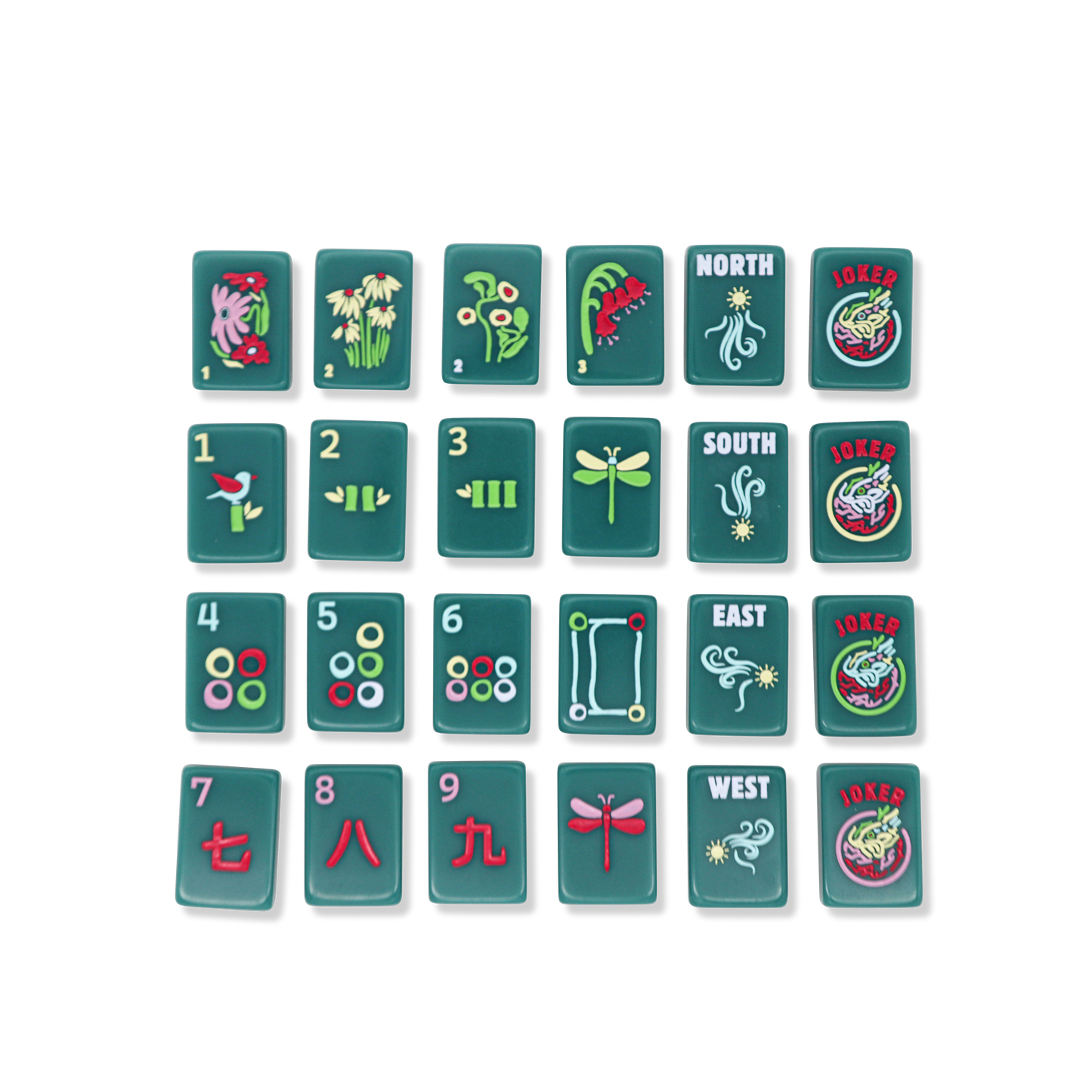 Free Spirit Teal Mahjong Tile Set