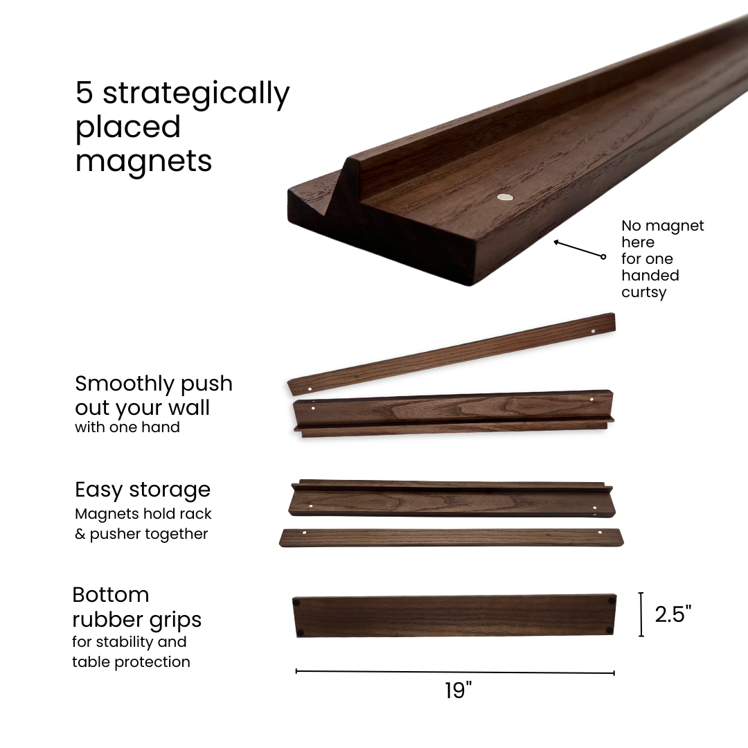 Walnut Racks and Pushers - 19" Long
