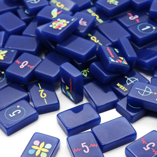 Navy Architectural Mahjong Tile Set